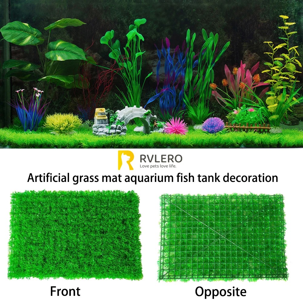 Aquarium Fish Only - Artificial Grass Lawn Aquarium Fish Tank