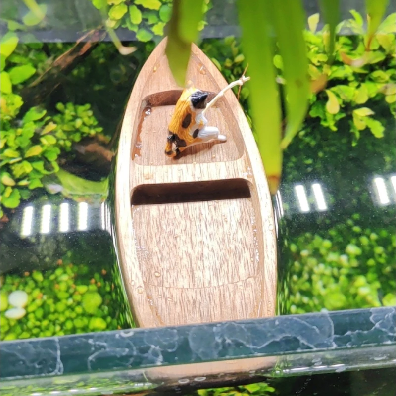 Handmade Wooden Boat Mini Floa - Aquarium Fish Escape ulasan dan harga