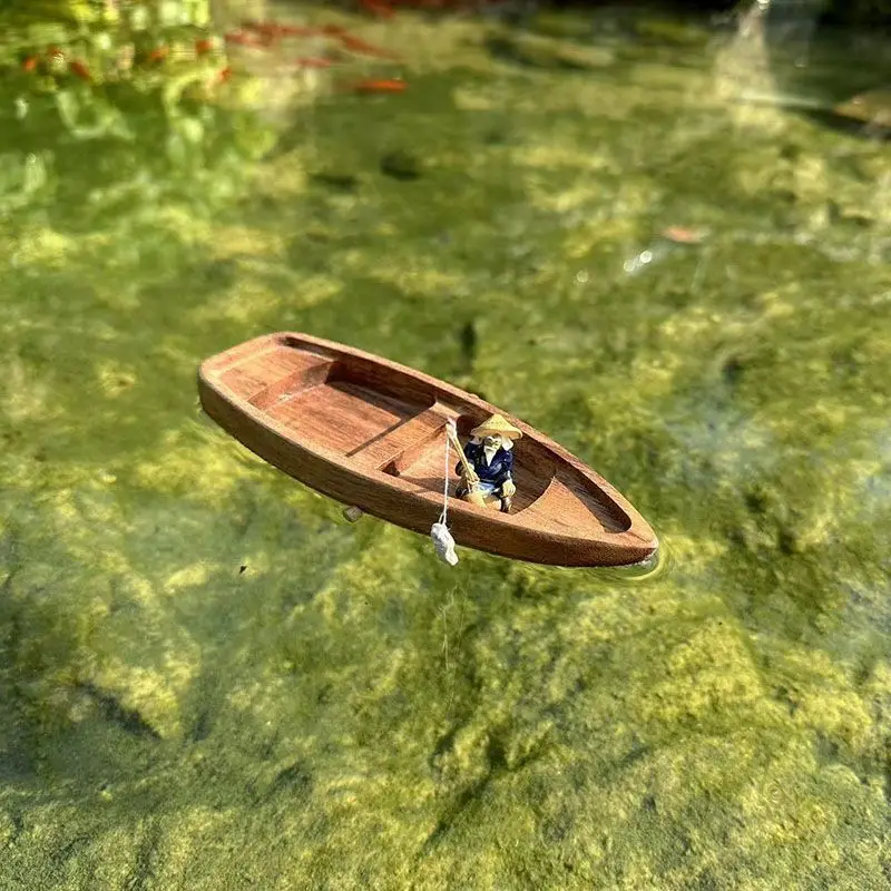 Handmade Wooden Boat Mini Floa - Aquarium Fish Escape ulasan dan harga