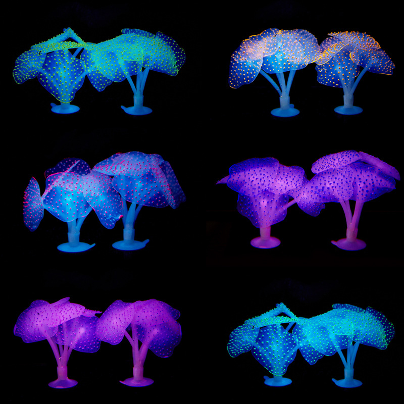 Silicone Coral Aquarium Orname - Aquarium Fish Glow In The Dark ulasan dan harga